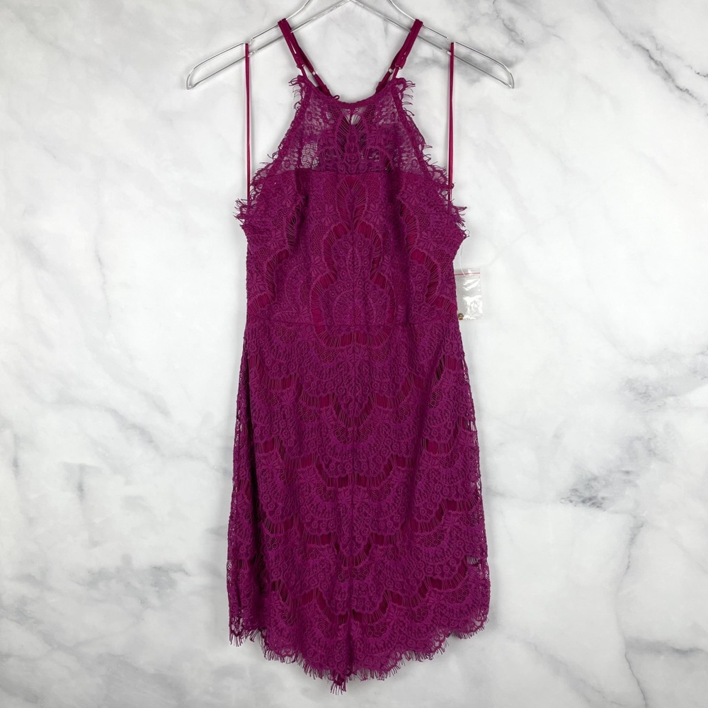 Free People Burgundy Lace Mini Dress - Picture 3 of 11